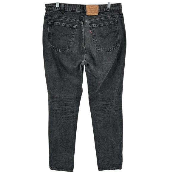 Vintage 80s Men's Levi's 531 Black Straight Leg Faded Denim Jeans 36x32 (35x33) - Picture 6 of 9